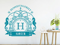 Wandtattoo Hoheitsgebiet mit Familienname im Flur