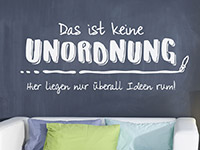 Wandtattoo Spruch Unordnung im Wohnzimmer