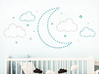 Wandtattoo Mond aus Sternen im Babyzimmer