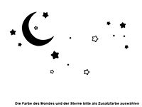 Wandtattoo Wolken mit Sternen und Mond Motivansicht