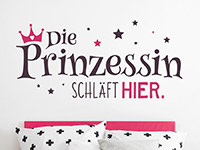 Kinder Wandtattoo Die Prinzessin über dem Bett