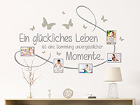 Wandtattoo Fotorahmen Ein glückliches Leben im Wohnzimmer