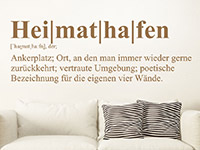 Heimathafen Wandtattoo Definition auf heller Wandfläche