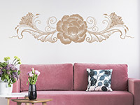 Wandtattoo Ethno Blumenornament im Wohnzimmer