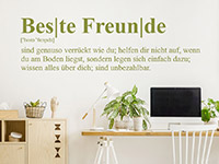 Freundschaft Wandtattoo Beste Freunde Definition auf heller Wand