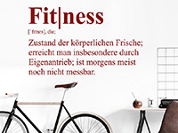 Sport Wandtattoo Fitness Definition auf heller Wandfläche