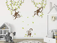 Wandtattoo putzige Affen mit Lianen im Kinderzimmer