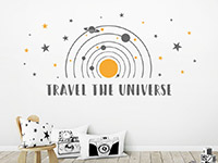 Wandtattoo Travel the universe im Kinderzimmer