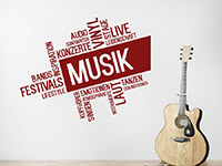 Music Wandtattoo Musik Wortwolke Modern in rot