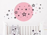 Wandtattoo Vollmond mit Sternen im Kinderzimmer