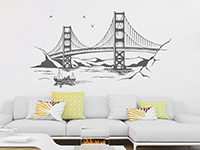 Wandtattoo Golden Gate Bridge auf hellem Hintergrund