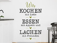 Wandtattoo Wir kochen mit Liebe in der Küche