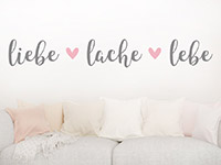 Wandtattoo Liebe Lache Lebe mit Herzen