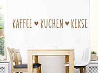 Esszimmer Wandtattoo Kaffee Kuchen Kekse auf heller Wand