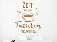 Kaffee Wandtattoo Ein Tässchen Entspannung auf heller Wand