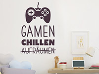 Wandtattoo Gamen und Chillen im Kinderzimmer