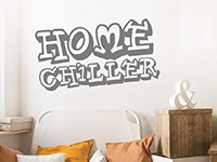 Chillout Wandtattoo Home Chiller auf heller Wandfläche