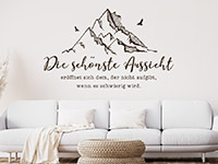 Gebirge Wandtattoo Die schönste Aussicht auf heller Wand