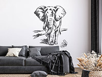 Wandtattoo Savanne mit Elefant im Wohnzimmer