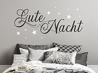 Gute Nacht und Sterne Wandtattoo über dem Bett