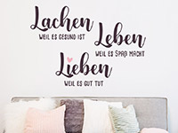 Sprichwort Wandtattoo Lachen Leben Lieben über der Couch