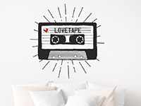 Wandtattoo Lovetape im Schlafzimmer