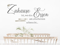 Esszimmer Wandtattoo Zuhause ist wo das Essen auf heller Wand