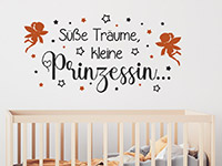 Feen Wandtattoo Süße Träume kleine Prinzessin auf heller Wand