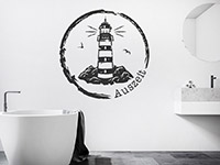 Badezimmer Wandtattoo Vintage Leuchtturm auf heller Wand