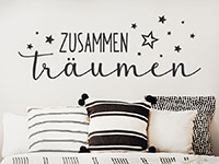 Wandtattoo Zusammen träumen mit Sternen im Schlafzimmer