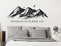 Wandtattoo Zuhause ist wo die Berge sind im Schlafzimmer