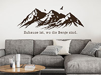 Gebirge Wandtattoo Zuhause ist wo die Berge sind auf heller Wand