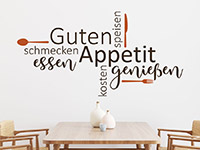 Esszimmer Wandtattoo Guten Appetit Wortwolke auf heller Wand