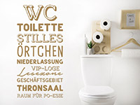 Toiletten Wandtattoo WC Worte auf heller Wand