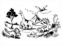 Wandtattoo Landschaft mit Dinos Motivansicht
