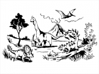 Wandtattoo Landschaft mit Dinos