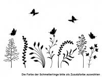 Wandtattoo Wildblumen mit Schmetterlingen