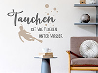 Wandtattoo Tauchen ist wie Fliegen