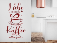 Wandtattoo Mit Liebe und einer Tasse Kaffee in der Küche