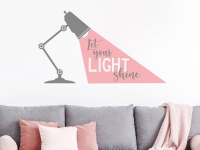 Let your light shine Wandtattoo Spruch in grau und pastellrosa