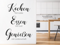 Wandtattoo Kochen Essen Genießen auf heller Wandfläche