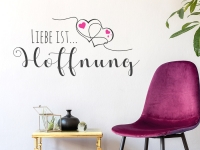 Romantisches Wandtattoo Liebe ist Hoffnung in grau und pink