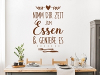 Wandtattoo Nimm dir Zeit zum Essen auf heller Wand