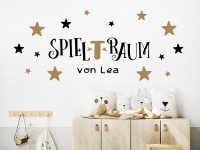 Wandtattoo Spieltraum mit Wunschname auf heller Wand