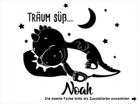 Wandtattoo Süßer träumender Drache mit Name Motivansicht