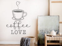 Coffee Love Wandtattoo auf heller Wand