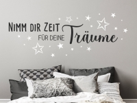 Traum Wandtattoo Nimm dir Zeit für deine Träume auf dunkler Wand