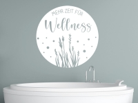 Badezimmer Wandtattoo Mehr Zeit für Wellness auf dunkler Wand