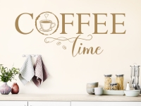 Kaffee Wandtattoo Coffee Time auf heller Wand