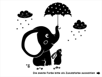 Wandtattoo Elefant und Hase mit Wolken Motivansicht